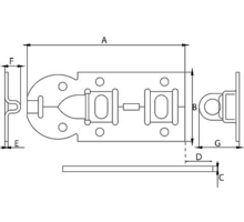 Hangslotrolschuif 44x100mm/ schootdikte 4mm/ vlak/ verzinkt