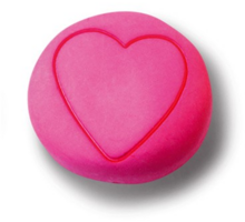 Knop nylon roze met getekend hart 50x48mm