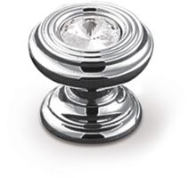 Knop 25mm, glans chroom met SWAROVSKI CRYSTAL inleg