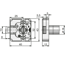 Oplegslot P2 vernikkeld rechts penmaat 25mm schuine schoot