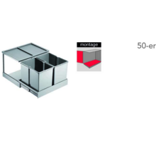 Inbouwafvalemmer Shorty-Automatic, 2x15L, zilver