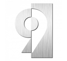 Huisnummer "9" hoogte 75mm, RVS geborsteld