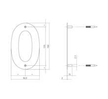 Huisnummer 0 150x2mm RVS geborsteld