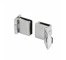 Glasdeurscharnier glans chroom met snapper,tot 6mm inliggend