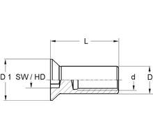 Busmoer platkop, M6, zwart verzinkt, lengte totaal 20mm