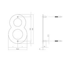 Huisnummer 8 150x2mm RVS geborsteld