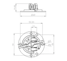 Bladverbinder rond 60mm, dikte 1,5mm vernikkeld