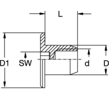 Busmoer M6x20mm, kop 19mm, staal verzinkt, SW 5