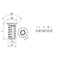 Rampabus met rand M8/10 x 17mm staal verzinkt SW8