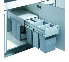 Afvalsysteem 30L (3x10L) zilver/grijs volledig uittrekbaar,