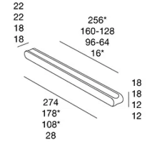 Greep 108x18x12mm glans chroom hartmaten 96/64mm