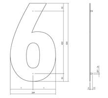 Huisnummer 6 XXL hoogte 50cm