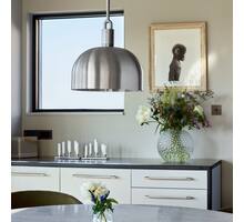 Forked Pendant/Steel/Large Burnt Steel Shade