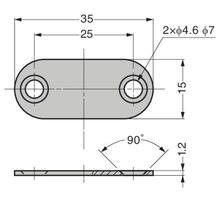 Contraplaat 35x15x1.2mm vernikkeld met 2 schroefgaten