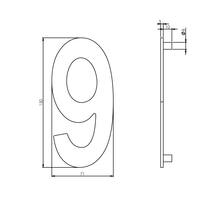 Huisnummer 9 150mm RVS geborsteld