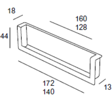 Inlaatgreep 140x44x18mm mat metallic aluminium, hartmaat