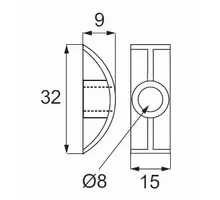Halve maan Maxi Luna boring 40mm, gat 8mm diepte 9mm