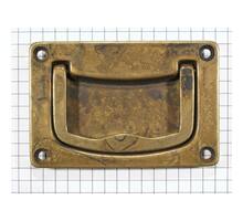 Komgreep met hengsel scharnierend, oud koper, 75mm
