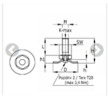 Stelschroef M8x40mm totale hoogte, verzinkt draad 30mm,