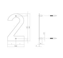 Huisnummer 2 150x2mm RVS geborsteld