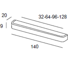 Greep 40x20x9mm mat metallic aluminium, hartafstand 32mm