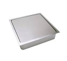 Afvaldoorlaat 300x300mm RVS mat met soft close deksel