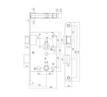 Woningbouw toilet-/badkamerslot 63/8 mm zwart