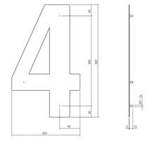 Huisnummer 4 XXL hoogte 50cm 