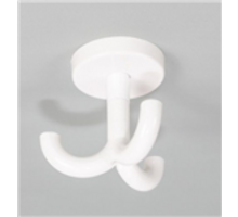 Plafondhaak, wit, draaibaar, met 3 haken, kunststof wit