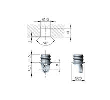 Bevestiging aan de klep voor K12, duvel voor boring 15mm