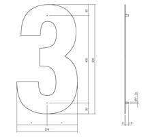 Huisnummer 3 XXL hoogte 50cm