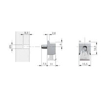 Glasplankdrager Kubic pen 5mm,