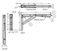 Konsole RVS inklapbaar 307mm, hoogte 165mm