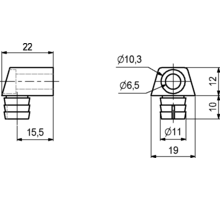 Verbindingsbeslag bruin 22x12mm, verpakt per 2000 stuks
