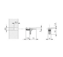 Plankdrager K LINE voor GLAS met rubberen plateau stift 5mm