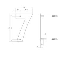 Huisnummer 7 150x2mm RVS geborsteld
