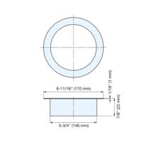 Afvaldoorlaat rond RVS glans zonder deksel boormaat 146mm