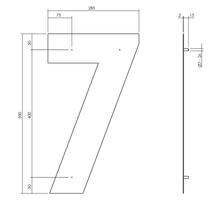 Huisnummer 7 XXL hoogte 50cm RVS geborsteld