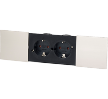 DUE inbouw Dubbel stopcontact met RVS-look schuifdeksels
