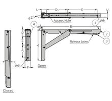Konsole RVS zwart inklapbaar 307mm, hoogte 165mm