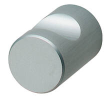 Knop diameter 18mm met uitsparing mat aluminium hoogte 25mm